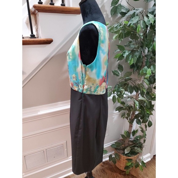 A.B.S Women's Multicolor Silk Round Neck Sleeveless Knee Length Dress Size 12 - Picture 6 of 11